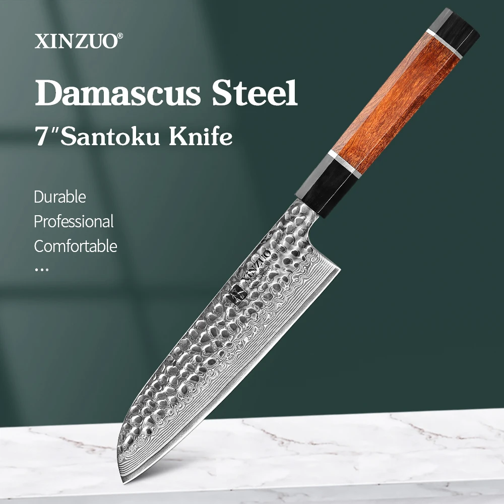 

XINZUO 7'' Inches Santoku Knife Janpanse 67 Layers Damascus Steel VG10 High Carbon Sharp Blade Meat Cutting Knives Tools