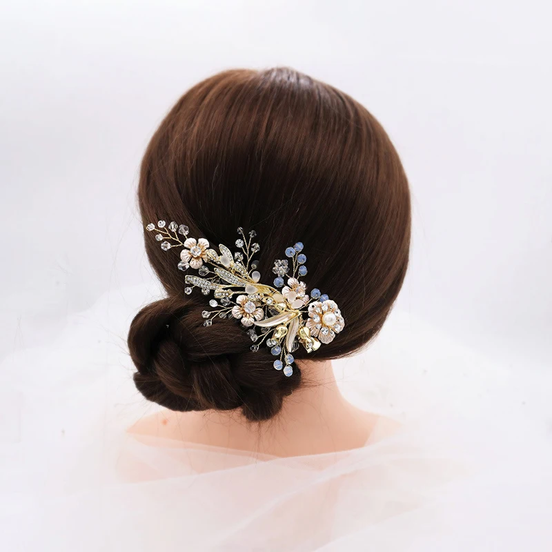 Adornos para el cabello para boda, tocado de moda para novia, corona de boda hecha a mano, accesorios para el cabello de perlas florales