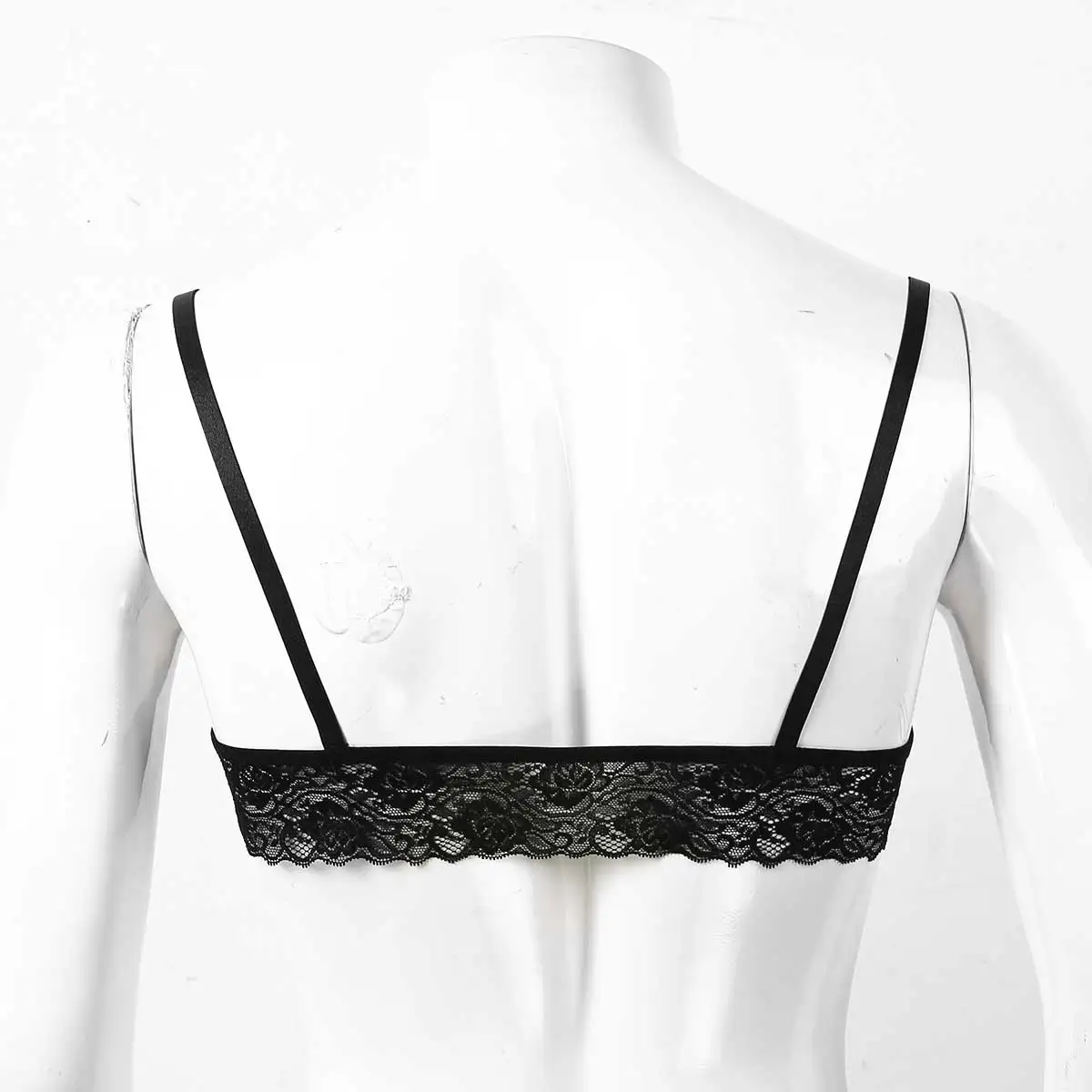 Soutien-gorge sexy en dentelle rose pour homme, sous-vêtement gay, sans fil, bretelles réglables, initié, crossdressing