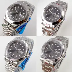 36mm/39mm Sapphire Automatic Men's Watch NH36 Gray Dial Day/Date Week Display solid/316L Bracelet Luminous Mechanical