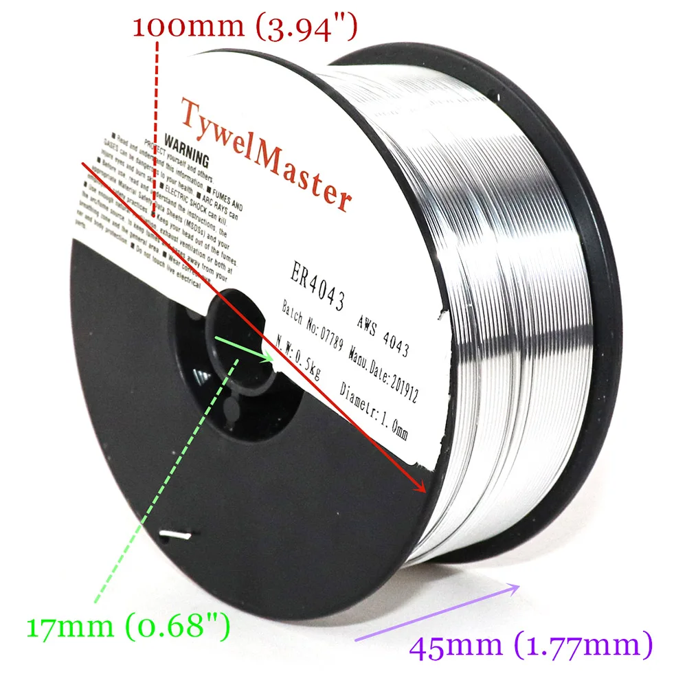 Imagem -02 - Liga de Alumínio Fio de Solda Gás Escudo Material Mig Wire Er4043 Alsi5 Er5356 0.5kg 0.8 mm 1.0 mm 1.2 mm 100 mm