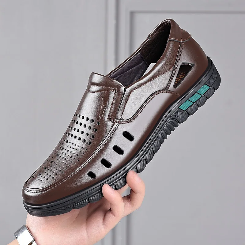 Fashion Summer Shoes Men Genuine Leather Footwear Fashion Man Business Shoes Cow Leather Mens Casual Shoes KA3605