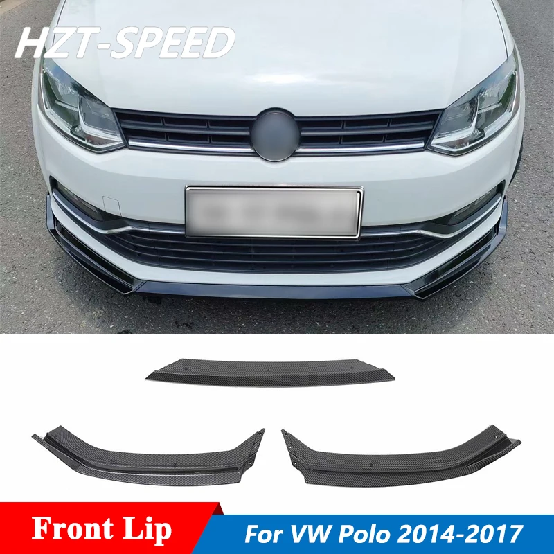 3 PCS ABS Material Front Bumper Splitter Chin Lip For Volkswagen Polo Tuning 2014-2017