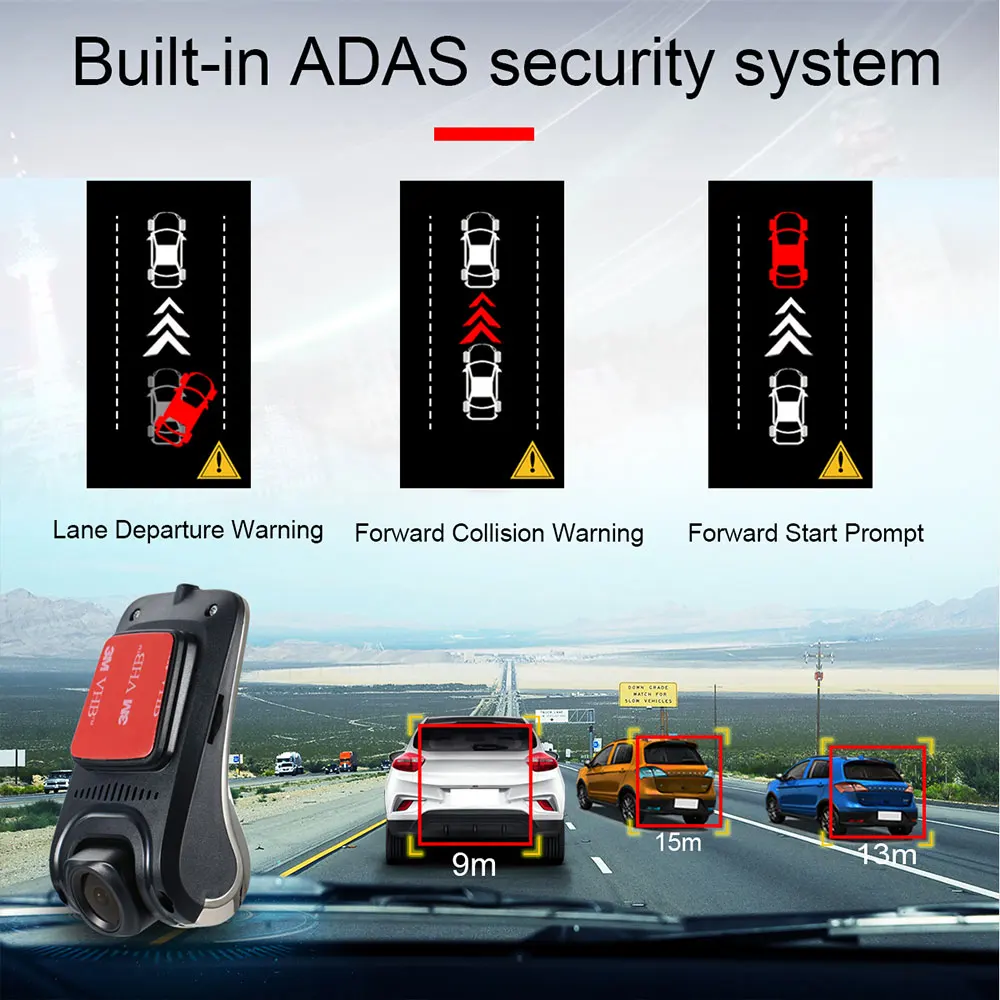 USB Car DVR For Android Car Radio Player HD 720P 140 Degree Wide Angle Car Front Camera Video Recorder Dash Camera With ADAS