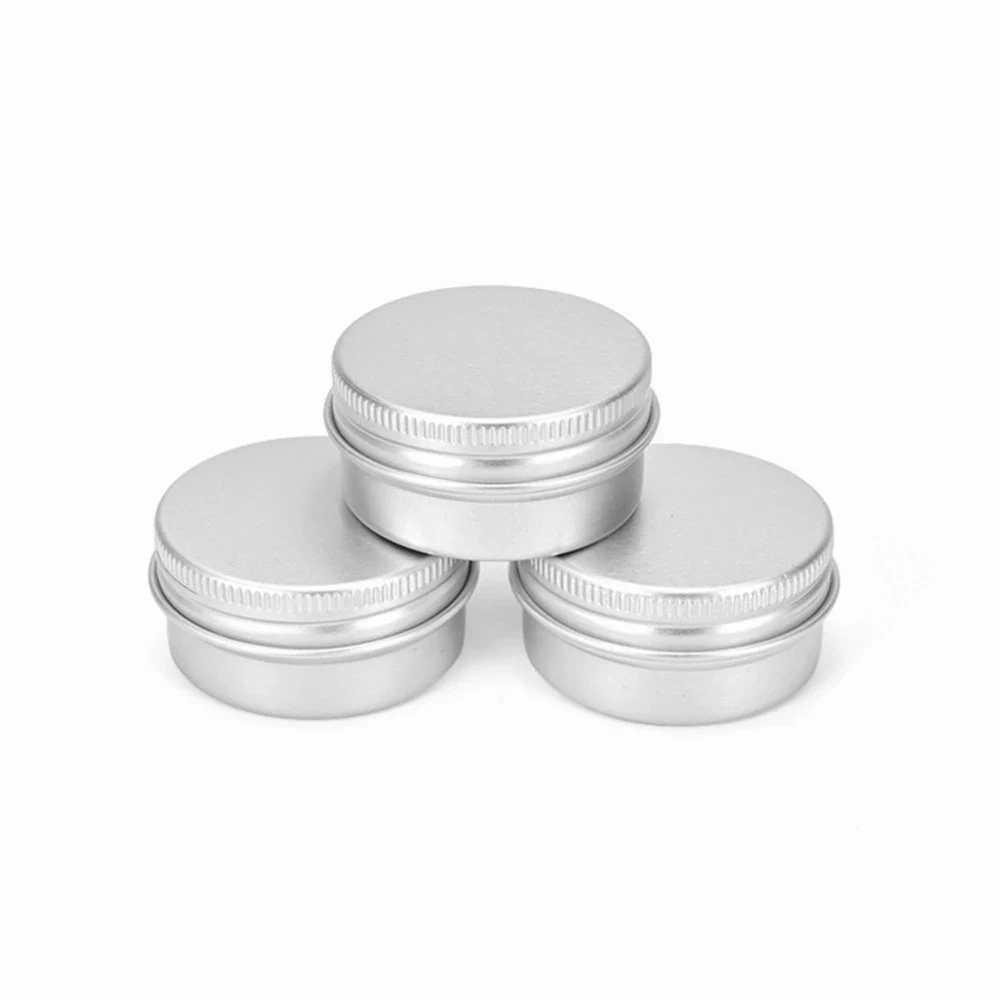 5ml-250ml Cosmetic Aluminum Cans Aluminum Boxes Silver Aluminum Tins Cans Screw Top Round Candle Spice Tins Cans Lid Containers