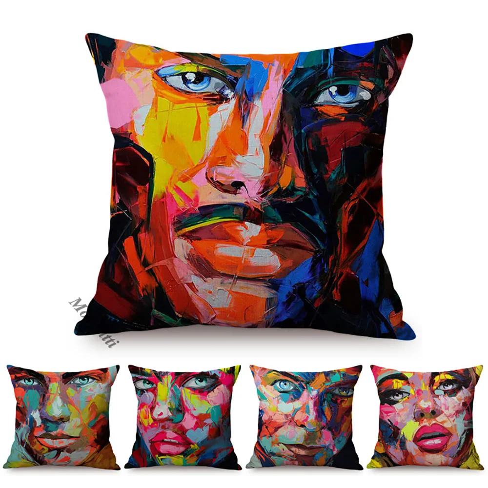 Celebrity Portrait Abstract Oil Painting Design Decoration Cushion Cover Funky Art Luxury Home Decor Sofa Throw Pillow Case