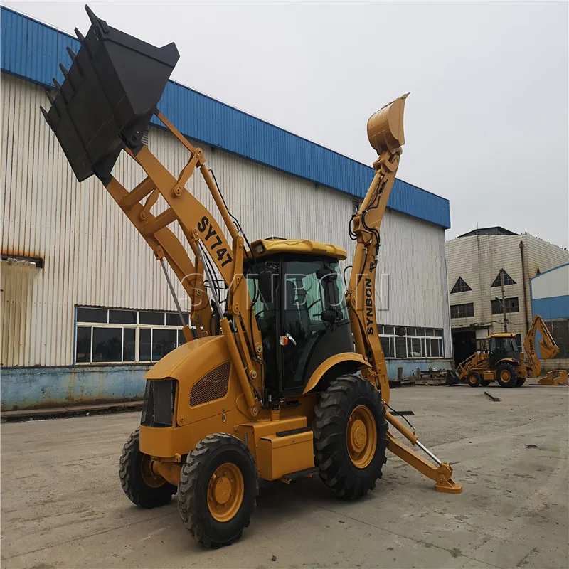 SYNBON 74KW Power Excavation Loading Wheeled Excavator Bucket Backhoe Loader