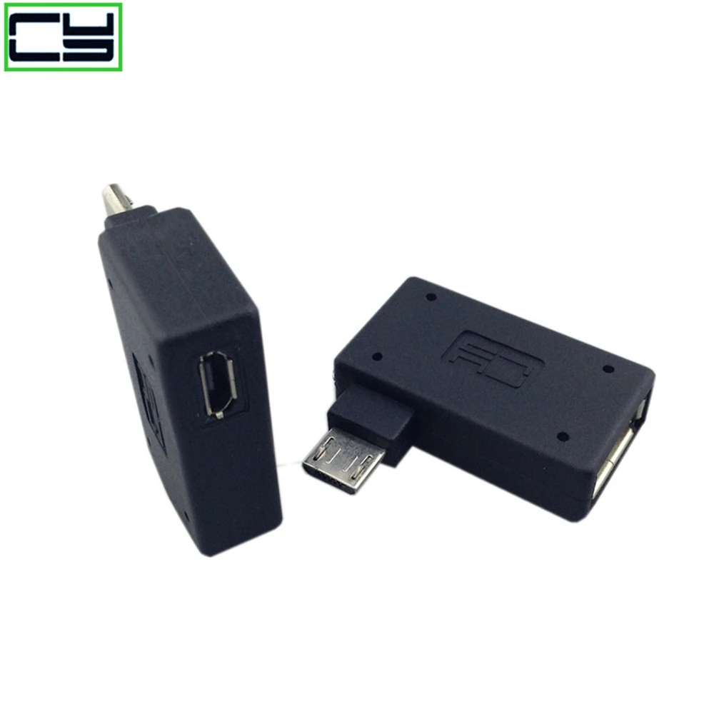 90 Degree Left /Right Angled Micro USB 2.0 OTG Host Adapter for Cell Phone Tablet micro female power connector