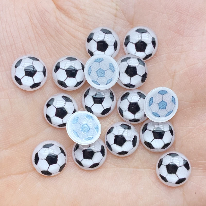 60 sztuk/partia 10mm Kawaii akrylowe Mini piłka nożna Flatback Cabochons dla włosów łuk centra DIY Scrapbooking Decor L40 — zdjęcie 5