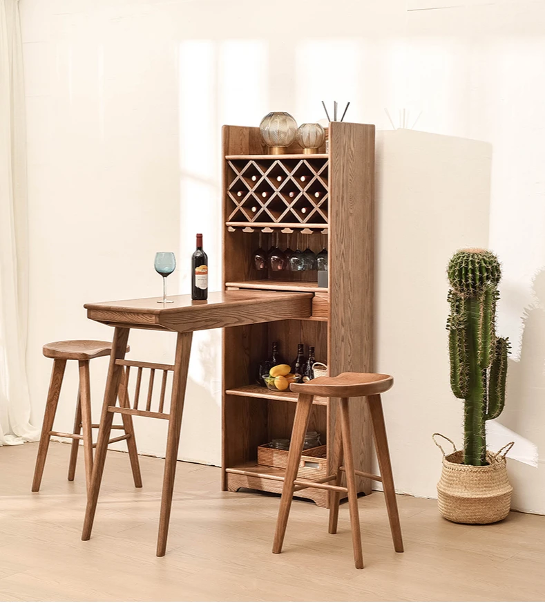 Log home bar wine cabinet tables and chairs Nordic solid wood porch cabinet ash bar partition cabinet high cabinet