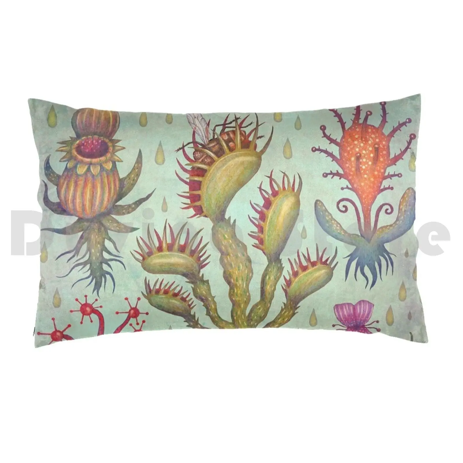 Carnivorous Plants Pillow Case Printed 50x75 Carnivorous Plants Plant Nature Watercolors Colored Pencils