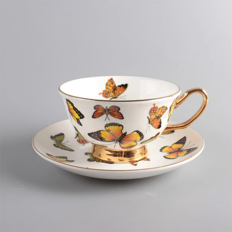 Chinese Style Flower and Bird Design Ceramic Cup, Phnom Penh, Elegant Afternoon Tea Cup, Beautiful Butterfly Cafe Accessories