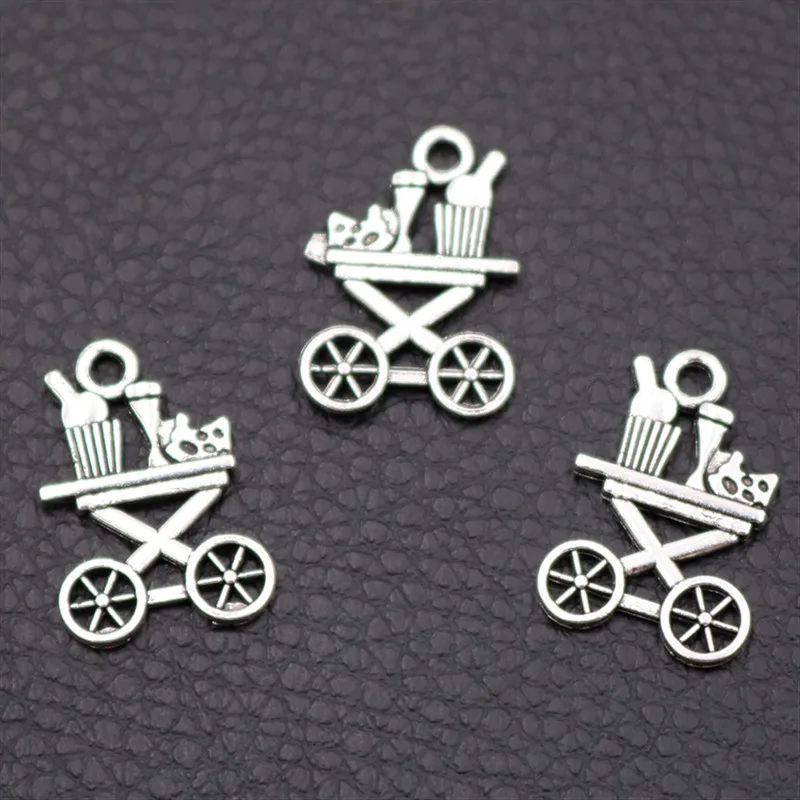 20pcs Silver Plated Catering Distribution Cart Charm Fashion Earrings Bracelet Pendant DIY Metal Jewelry Carfts Making 22*15mm