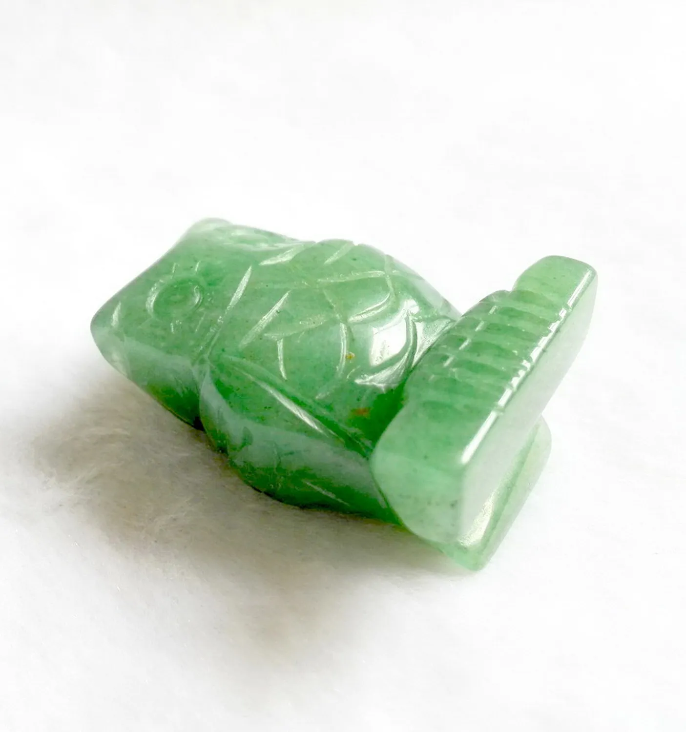 Chinese Green Jade Carved Owl Small Statue