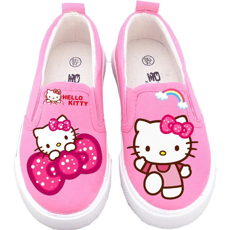 Hello Kitty spring and autumn children\'s shoes canvas shoes girls cartoon print hedging shoes low-cut casual baby single shoes