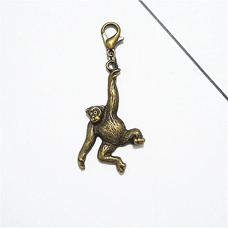 2 pcs Bronze Color Cartoon Monkey Clip on Charm Perfect for Necklace and Bracelets