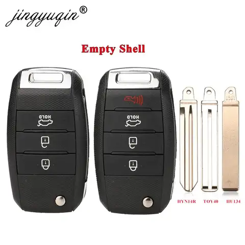 Jingyuqin 3/4BT 플립 원격 자동차 키 쉘 Kia Carens Ceed Rio Sportage Optima Sorento Cerato Soul Forte Seltos Fob 하우징