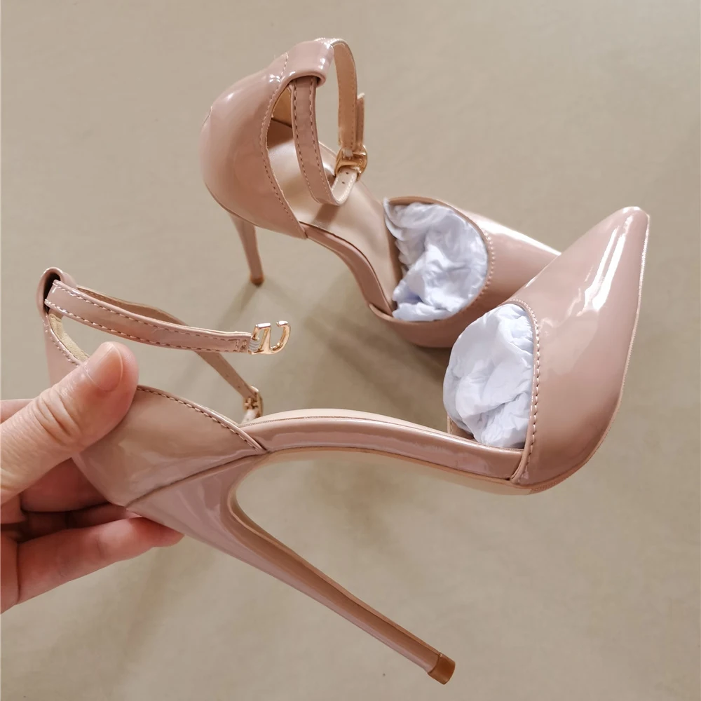 Ankle Strap classic pointed toe high heeled exquisite elegant single shoes 12cm high heel party women shoes QP121 ROVICIYA