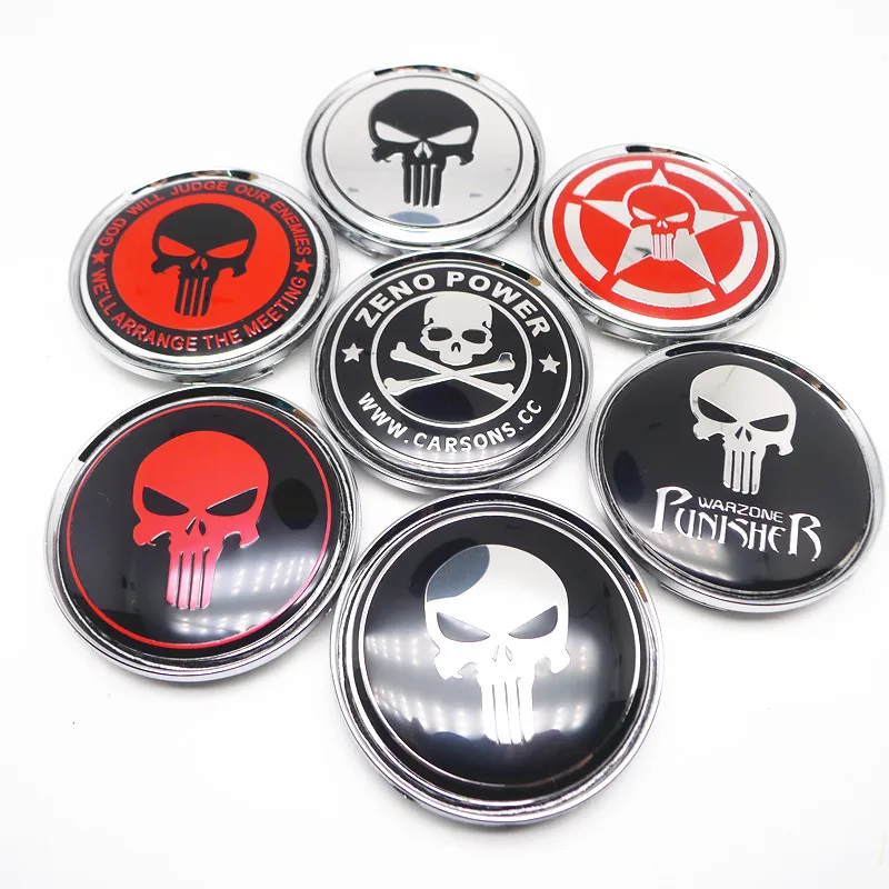 4Pcs 63mm Skull Car Wheel Center Hub Emblem Badge Cap Covers Auto Styling Accessories