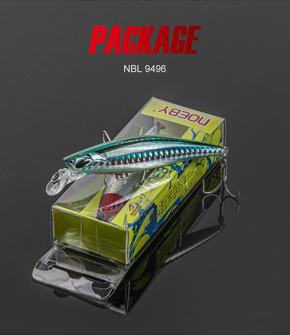Noeby-Sinking Minnow Angelköder-Set, Wobbler-Jerkbait für Wolfsbarsch, künstlicher harter Köder, Angelgerät, 90 mm, 21 g, 4-teiliges Set – Detail 12