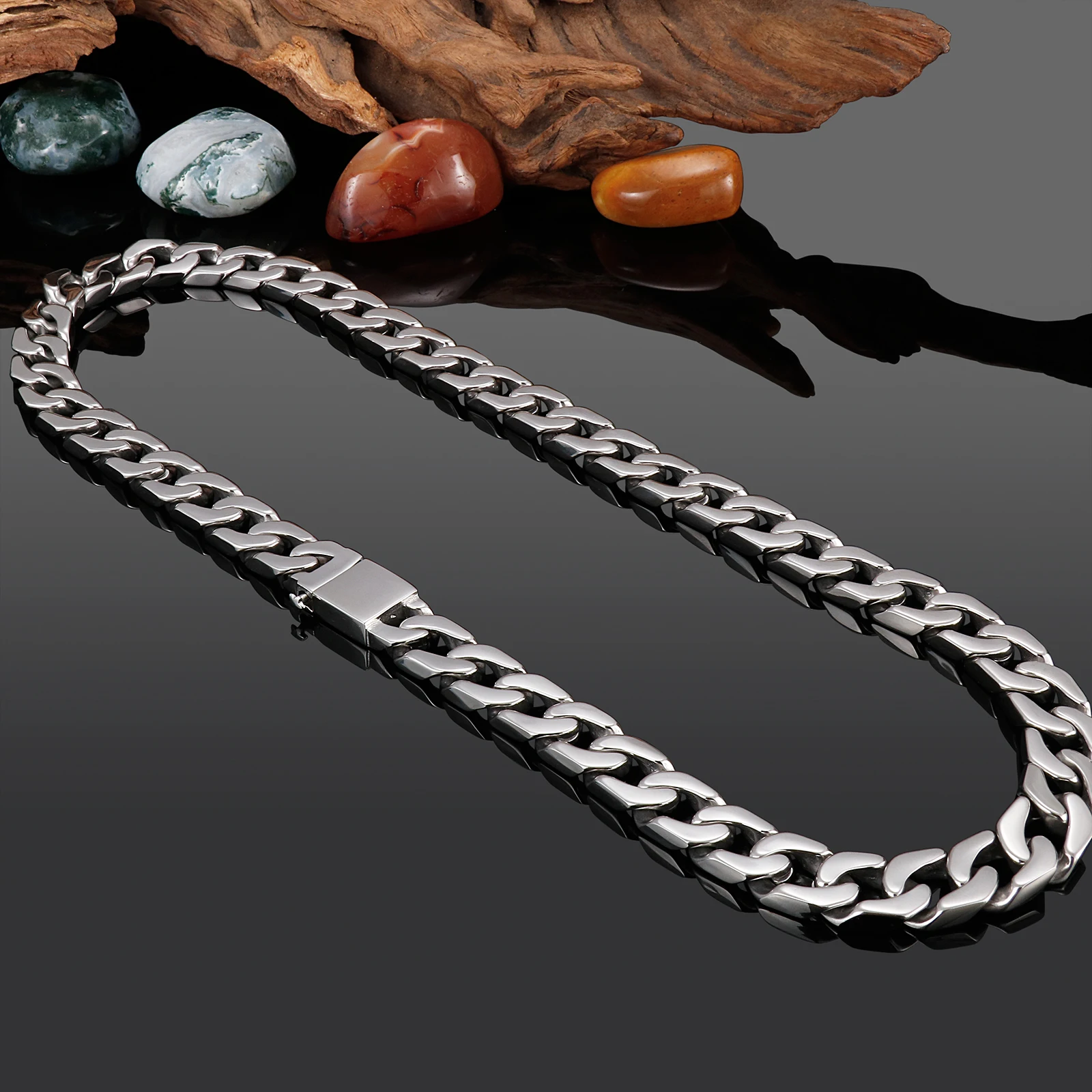600*14mm Polished Cuban Chain Necklace For Men Stainless Steel 316L Heavy Chunky Jewelry