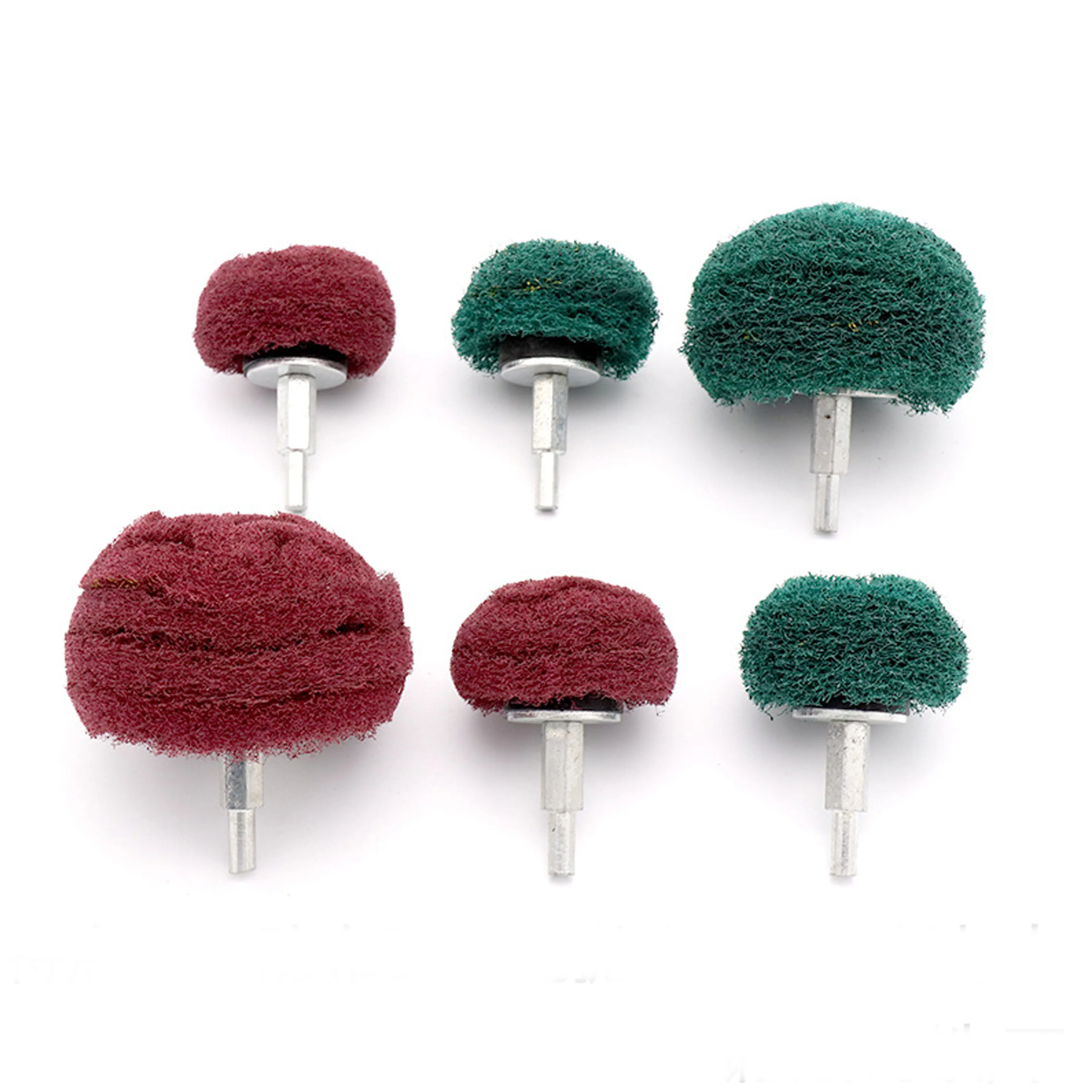 

6pcs 6mm Shank Scouring Pad Grinding Head Mushroom Shape Nylon Fiber Grinding Brush Jewelry Polishing Wheel