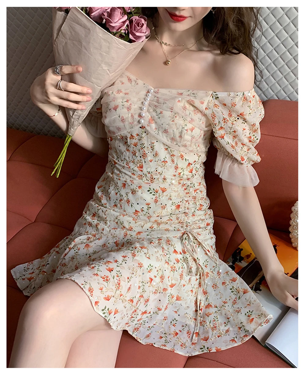 2021 Spring New Floral Print Sashes Shirt Dress Beach Women's Loose Short Boho Mini Dress Girls Party Solid Streetwear