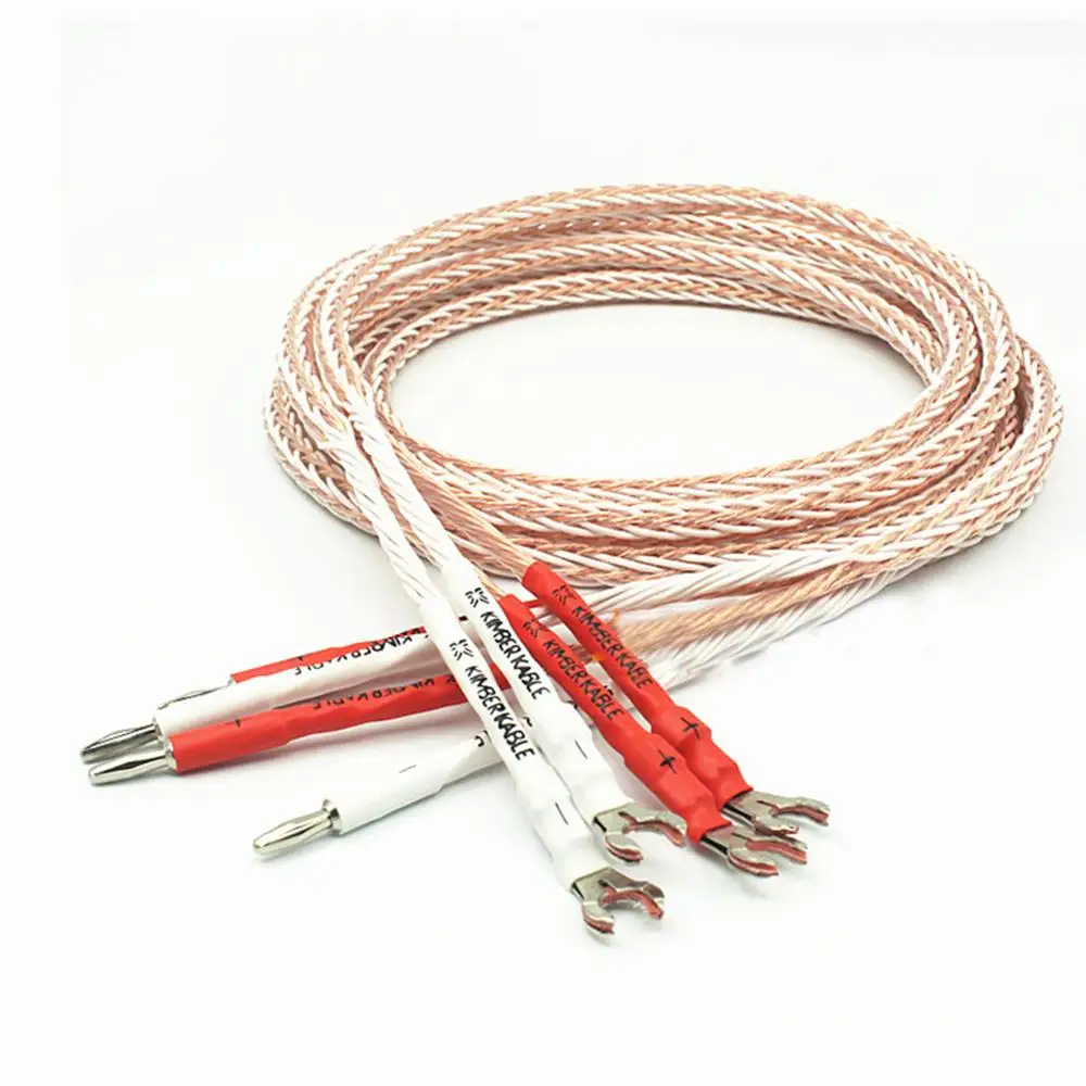 1pai audio de alta gama DIY HIFI tipo pistola chapado en oro rodio forma Y pala a conector banana 8TC 16 núcleos cable de altavoz Cable