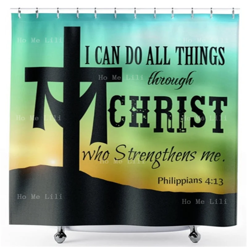 Funny Jesus Meme Christian I Saw That Take The Wheel Philippians Cross I Can Do All Things Strengthens Me Shower Curtain