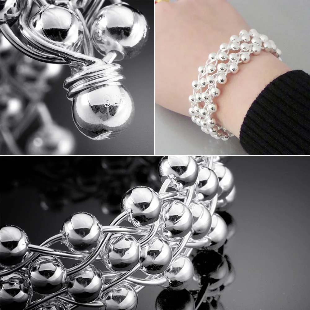 

925 Sterling Silver Women's New Grape Beaded Bracelet Trends Unique Charm Dainty Jewelry for Daily/Party Sweet Birthday Gift