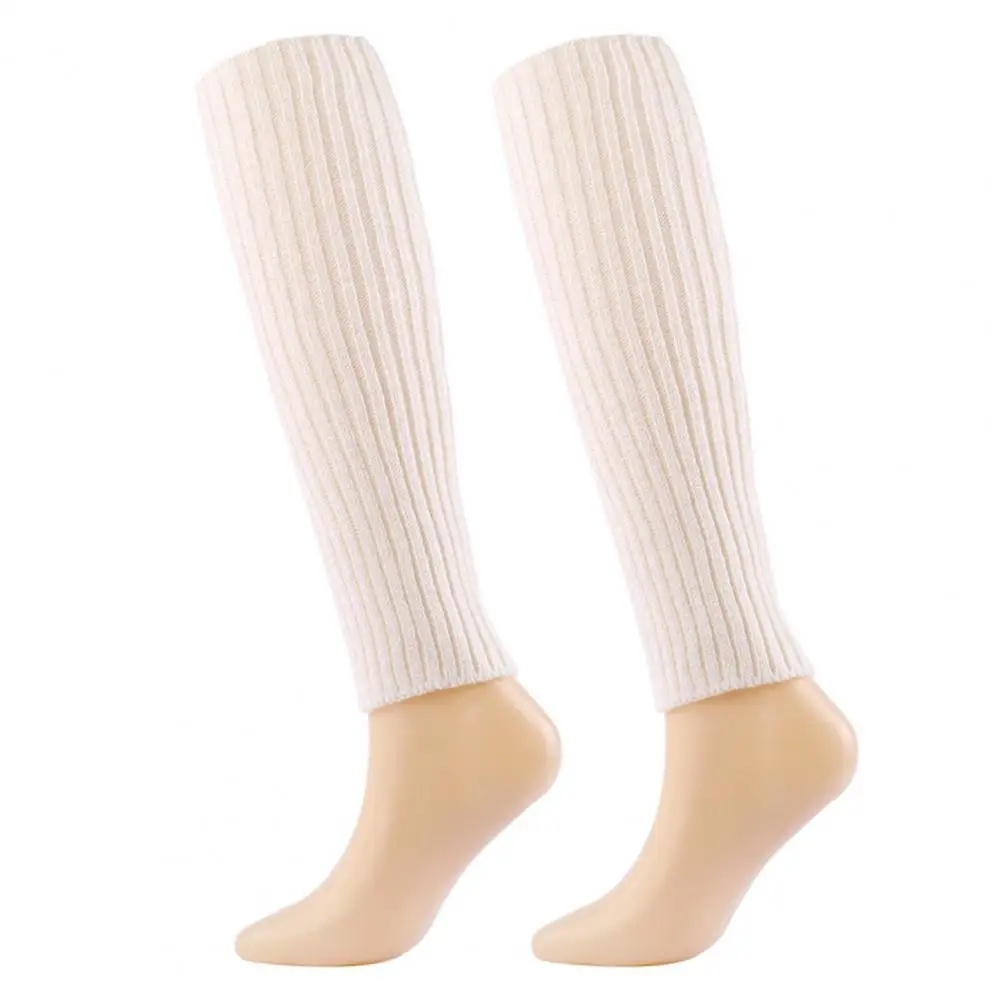 1 Pair Ribbed Knitted Long Socks Breathable High Elasticity Anti-shedding Party Sports Casual Ribbed Leg Warmers for Girl