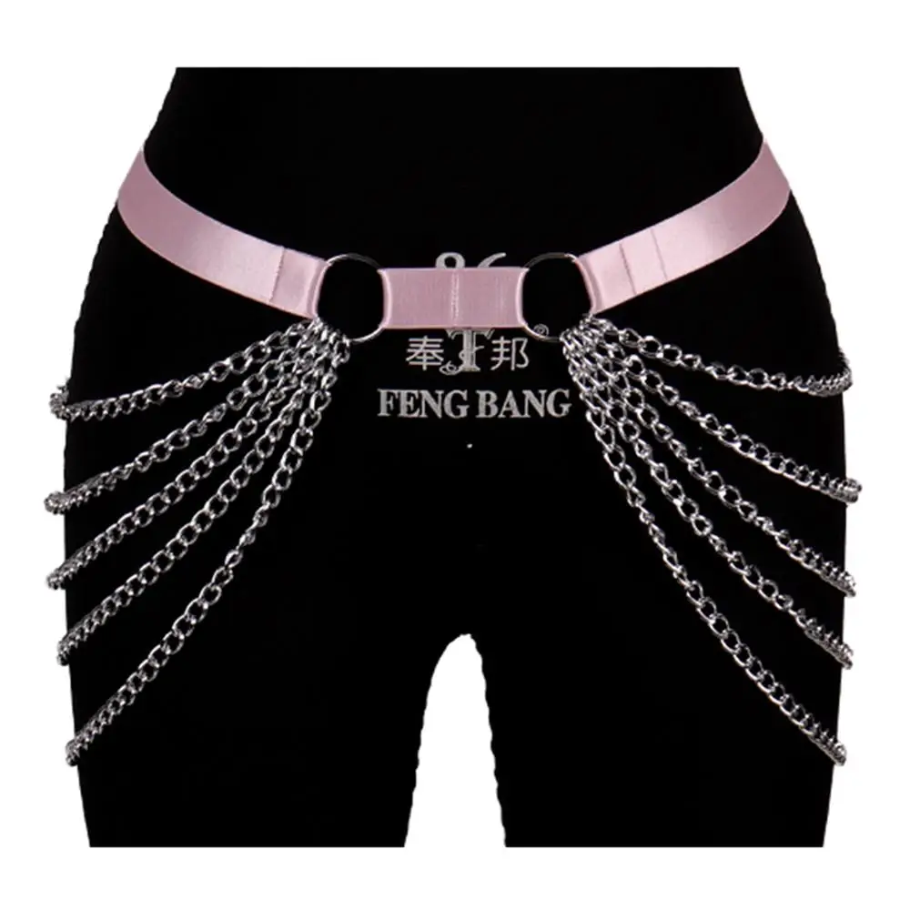 

Pastel Goth Body Chain Metal Ring Thigh Strappy Skirt Plus Size Sexy Suspender Carnivals Rave Body Harness Garter Women Bikini