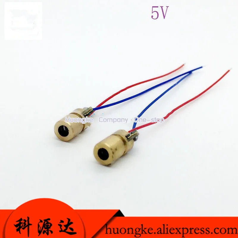 5pcs/lot 3V 5V laser head laser diode dotted red copper semiconductor laser tube 6MM outer diameter