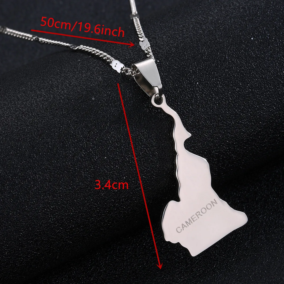 Stainless Steel Silver Color République du Cameroun Map Pendant Necklace Douala Yaounde Cameroon Map Chain Jewelry