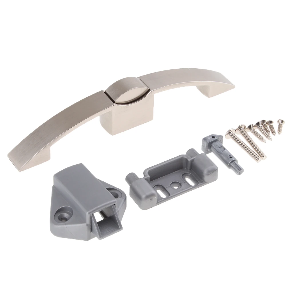 Pull Handle Latch Lock Knob Push Button Camper Caravan Button Pull Lock for Furniture Cupboard Door Cabinet Handle Lock