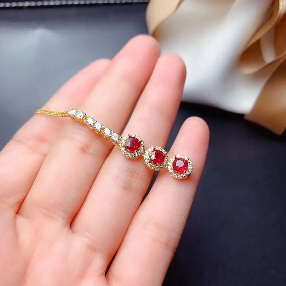 

ruby necklace with pendant Natural And real ruby Free shipping 925 sterling silver Pendant