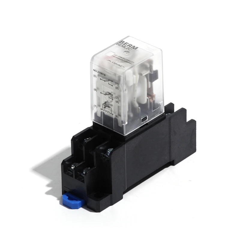BEML2C Intermediate Relay Socket DC12V/DC24V/AC110V/AC220V Coil Power Relay 8Pin Mini Intermediate Electromagnetic Relay