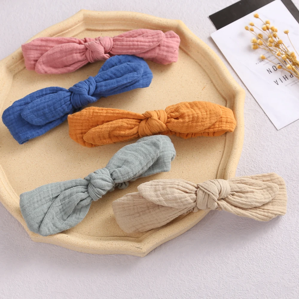 Cotton Newborn Turban Baby Headbands Girl Hair Bow Solid Rabbit Ear Head Wrap Soft Children Turban Lovely Kids Elastic Hairbands