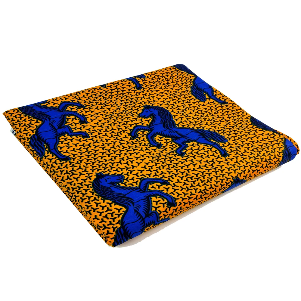 2019 Fashion Design 100% cotton Ankara Fabric African Real Wax Fine horses Print  Fabric