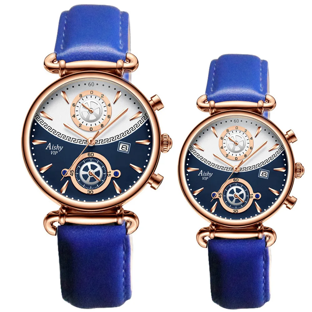 Spedizione gratuita coppia orologi cinturino in pelle orologi moda amante semplice orologio regali per uomo donna coppia orologio