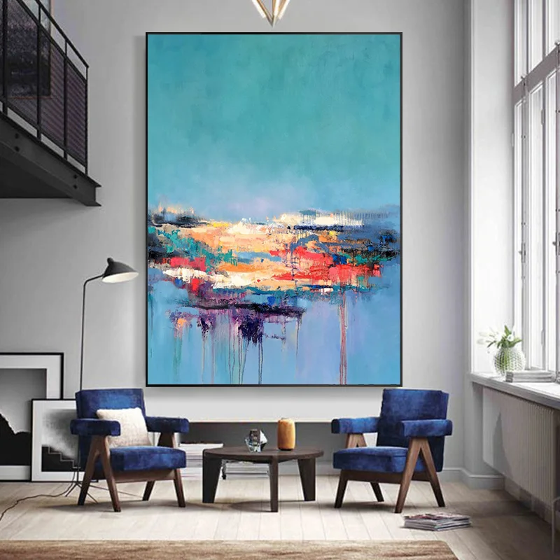 Handmade Canvas Painting Wall Art Sunset Painting Modern Art Painting North Abstract Art home decoration accessories modern