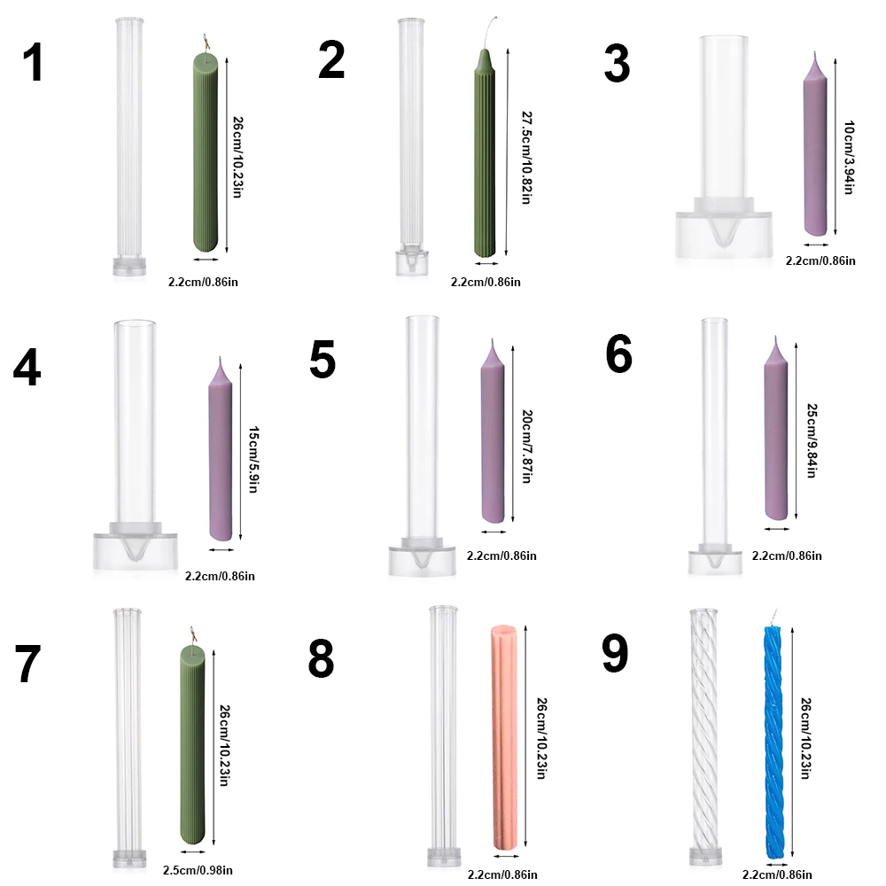 1PC Long Pole Stripe Candle Mold Soap Making Large Cylinder Rib Church Party Handmade DIY Craft Clay Candle Making