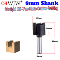 1pc 8mm Shank High Quality Straight Bit-Two Flute Centre Cutting Wood Cutting Tool woodworking router bits - Chwjw