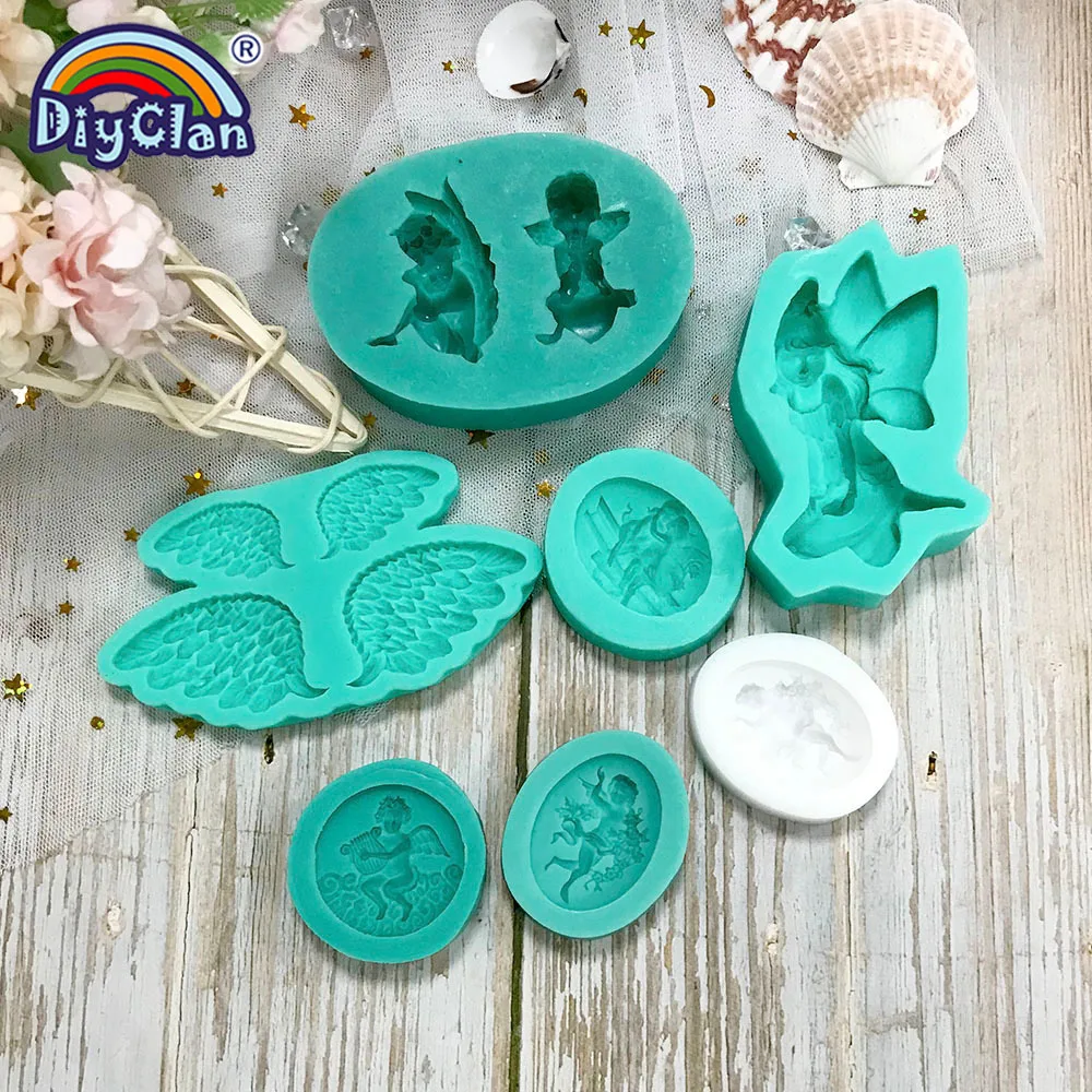 Angel Silicone Mold Fondant Cake Decorating Cupid Chocolate Dessert Cupcake Sugar Craft Flower Fairy Polymer Clay Epoxy Mould