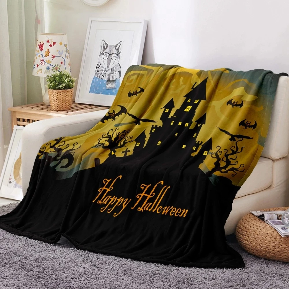 Halloween Grimace Haunted Mansion Flannel Blanket Cartoon Christmas Gifts Quilt Bedding Travel Office Throw Blanket DropShipping