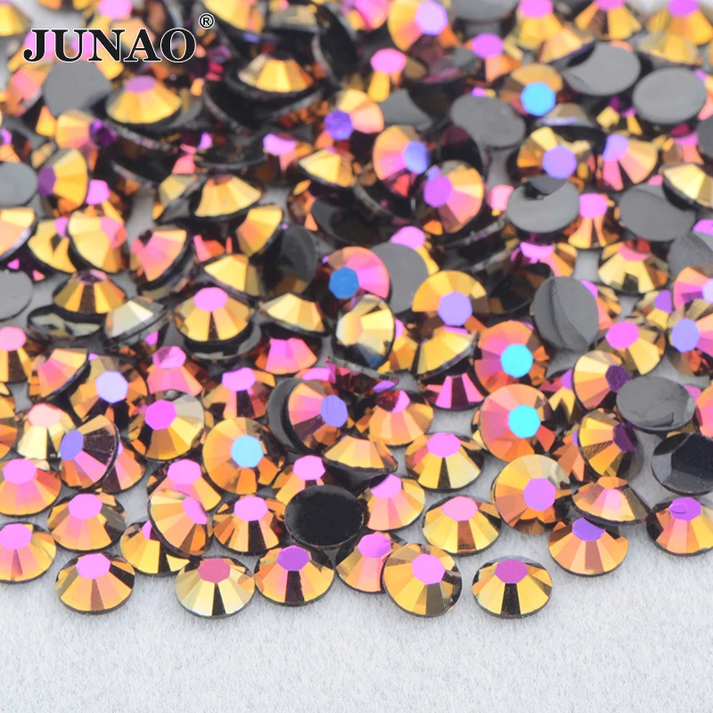 JUNAO Wholesale Bulk 2 3 4 5 6mm Red AB Flat Back Crystal Rhinestone Glitter Resin Gems Crystal Stone Applique Non Hotfix Strass