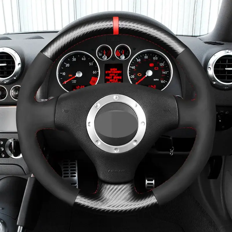 Hand-Sew Black Genuine Leather Steering Wheel Cover For Audi A2 8Z A3 8L Sportback A4 B6 Avant A6 C5 A8 D2 TT 8N S3 S4 RS 4 RS