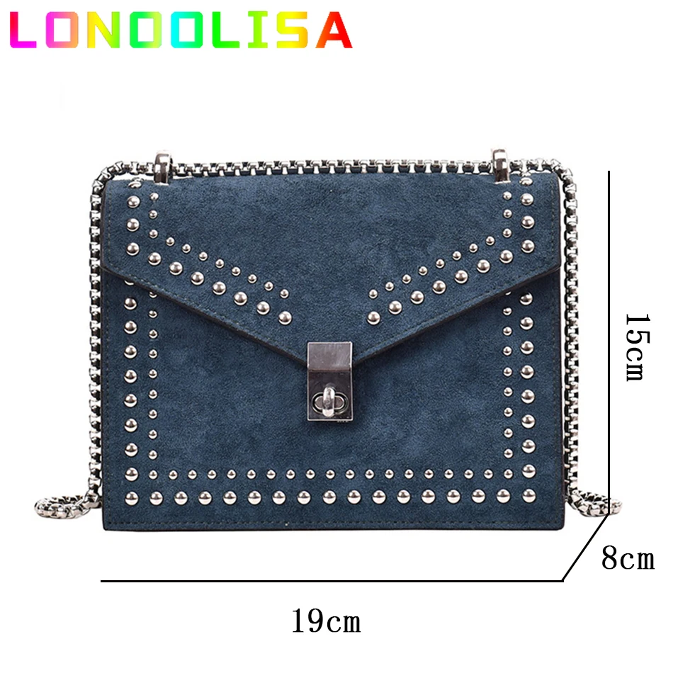 Scrub Leather Brand Designer Shoulder Simple Bags For Women 2024 Chain Rivet Luxury Crossbody Bag Female Fashion Small Handbags