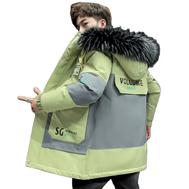 Cotton Coat Men Hooded Warm Thickened Down Jacket Winter Solid High Quality Korea Fashion Jacket Youth Drop Shipping