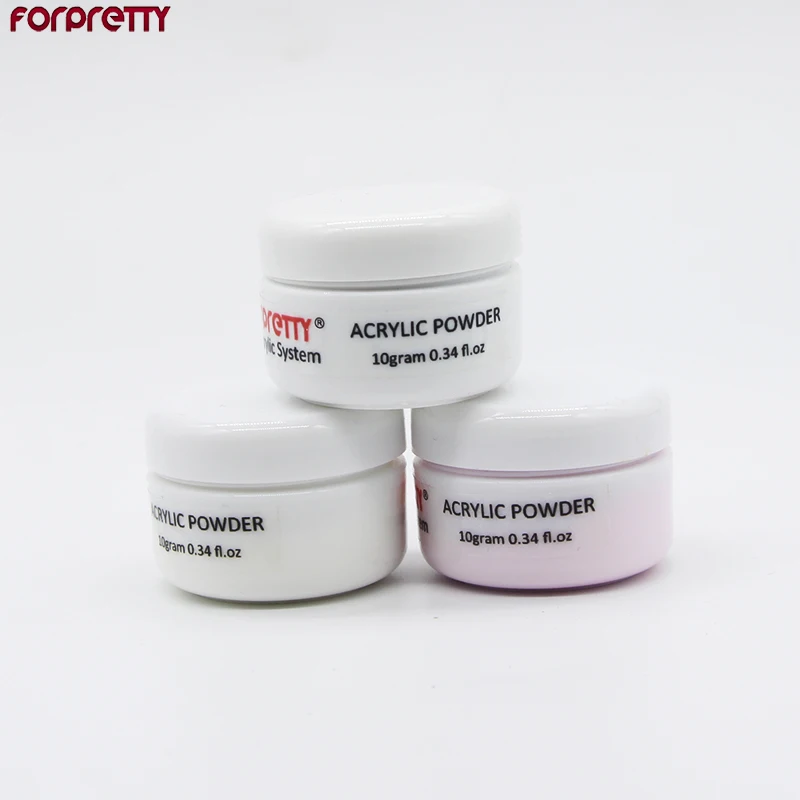 Acryl Pulver forpretty Nagel Acryl Gel Kunst Klar Weiß Rosa 10g/topf Unha Acrilico Polymer Maniküre Nägel Tipps acrylique Akryl